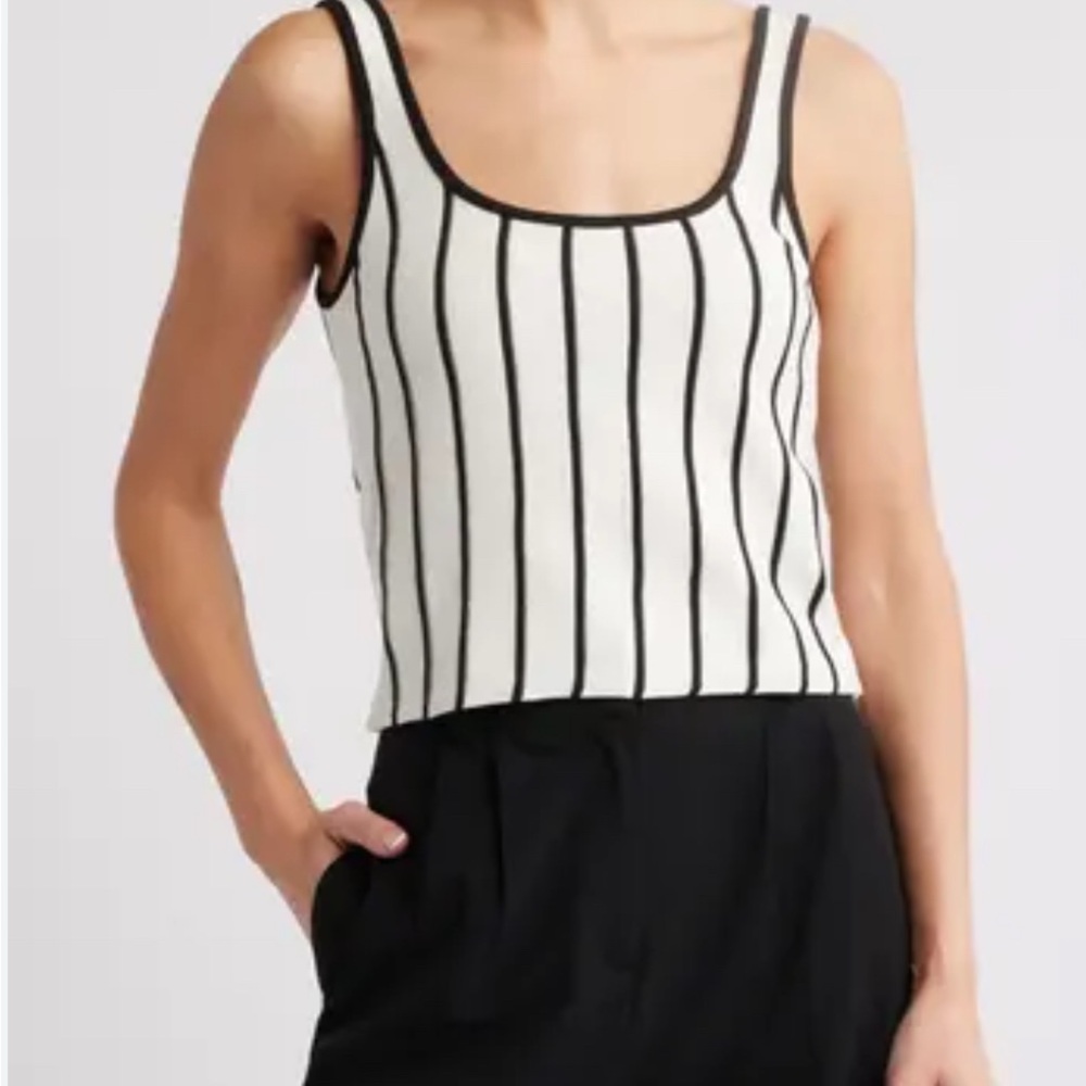 Mango Striped Black And White Tank Top